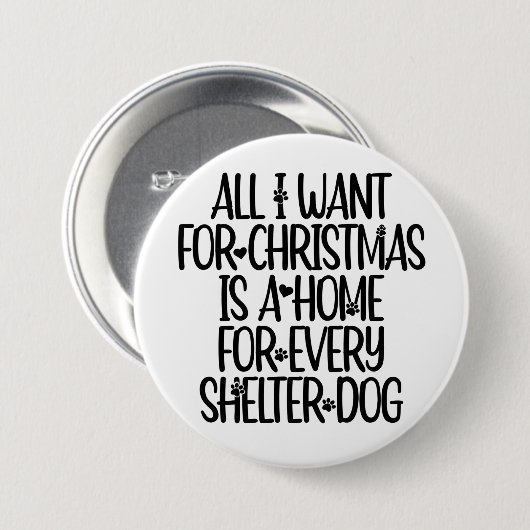 Shelter Hund Weihnachtsknopf Button (Vorne & Hinten)