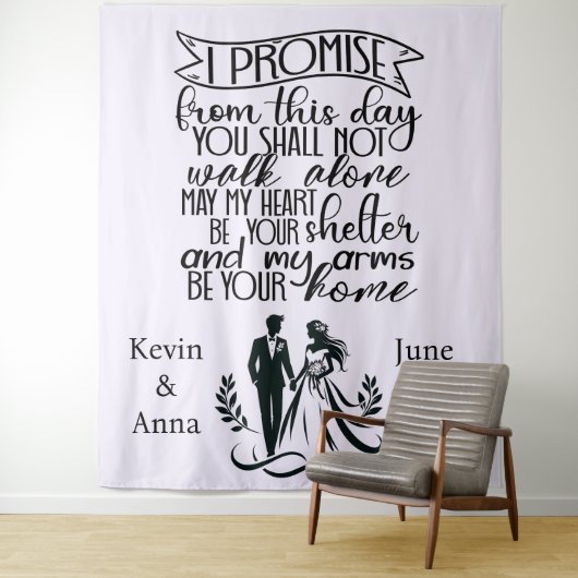 Shelter in Your Arms Wedding Backdrop Wandteppich (Beispiel)