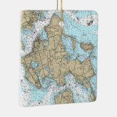 Shelter Island NY Nautic Chart Keramikornament (Rechts)