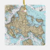Shelter Island NY Nautic Chart Keramikornament (Vorderseite)