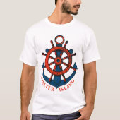 Shelter Island, NY Ship's Wheel and Anchor T-Shirt (Vorderseite)