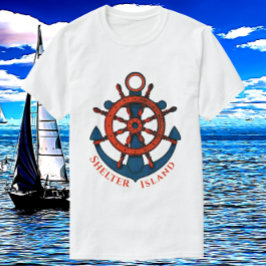 Shelter Island, NY Ship's Wheel and Anchor T-Shirt