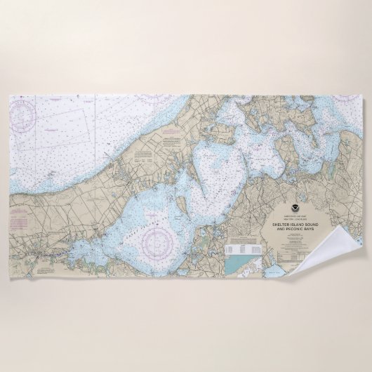Shelter Island Sound and Peconic Bays Chart Strandtuch (Vorderseite)