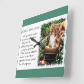Sheltie Art spendet Sommergarten Quadratische Wanduhr (Winkel)