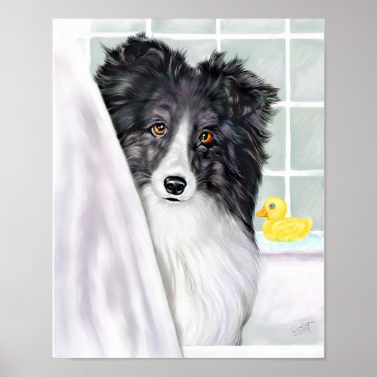 Sheltie Bath Bid Black Poster (Vorne)