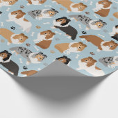 Sheltie Bones and Paws Geschenkpapier (Ecke)