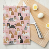 Sheltie Bones and Paws Küchentücher (Viertel Falte)