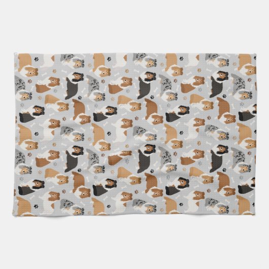 Sheltie Bones and Paws Küchentücher (Horizontal)