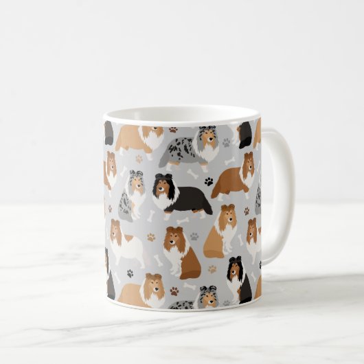 Sheltie Bones and Paws Tasse (VorderseiteRechts)