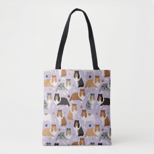 Sheltie Bones and Paws Toag Tasche (Vorderseite)