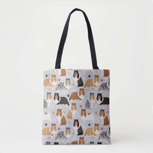 Sheltie Bones and Paws Toag Tasche (Vorderseite)