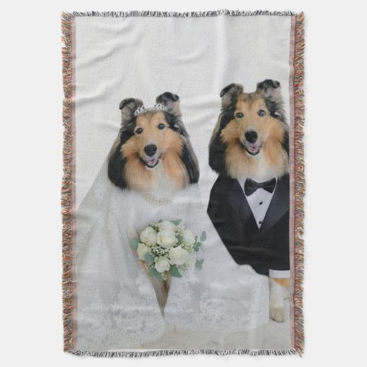 Sheltie Braut & Bräutigam Decke (Vorderseite Vertikal)