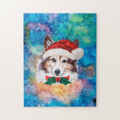 Sheltie Breed Hund Weihnachten Puzzle (Vertikal)