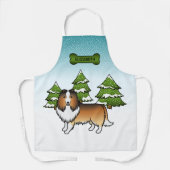 Sheltie Cartoon Dog im Winter & Name Schürze (Vorderseite)