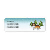 Sheltie Cartoon Dog im Winter & Text (Vorne)