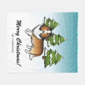 Sheltie Cartoon Dog im Winter & Text Fleecedecke (Vorderseite (Horizontal))
