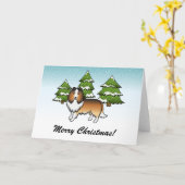 Sheltie Cartoon Dog im Winter & Text Karte (Gelbe Blume)