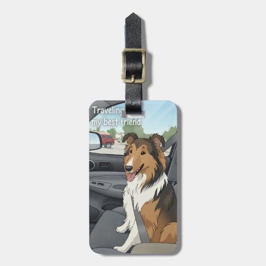 Sheltie cartoon gepäckanhänger (Vorderseite vertikal)