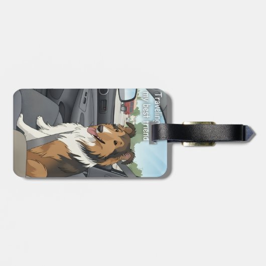 Sheltie cartoon gepäckanhänger (Rückseite horizontal)