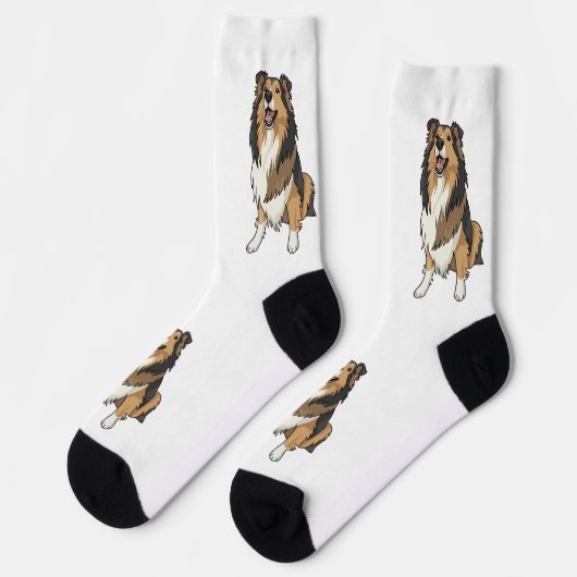 Sheltie-Cartoonbild Socken (Linkes Detail)