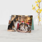 Sheltie Christmas Cookie Card Karte (Gelbe Blume)