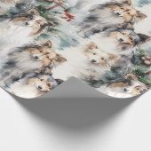 Sheltie Christmas Geschenkpapier (Ecke)
