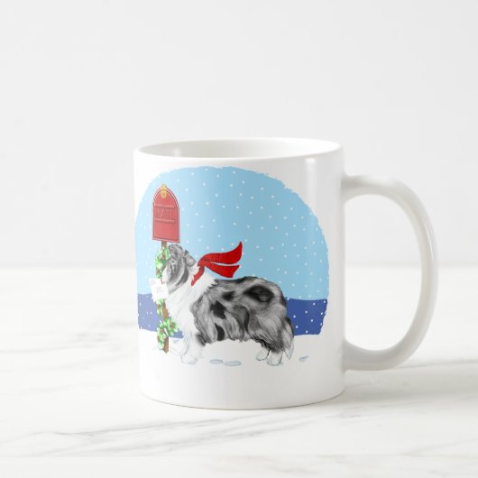 Sheltie Christmas Mail Bi Blue Kaffeetasse (Rechts)