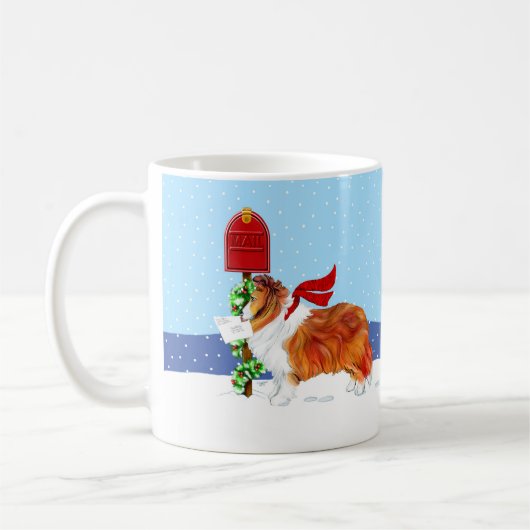 Sheltie Christmas Mail Sable Kaffeetasse (Links)