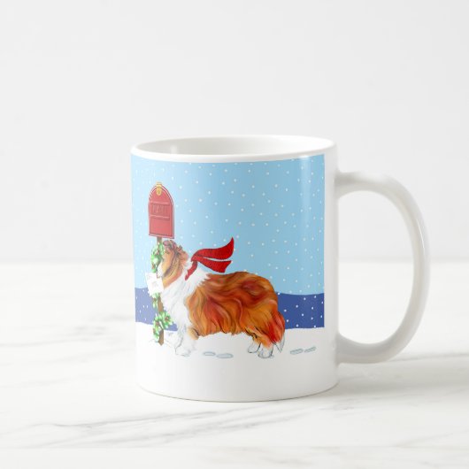 Sheltie Christmas Mail Sable Kaffeetasse (Rechts)