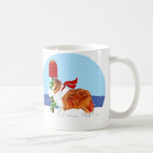 Sheltie Christmas Mail Sable Kaffeetasse (Rechts)