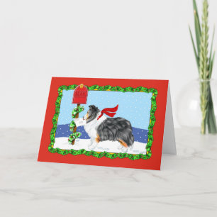 Sheltie Christmas Mail Tri Color Feiertagskarte