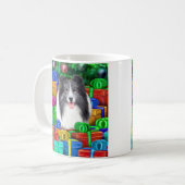 Sheltie Christmas Open Geschenke Bi Blue Kaffeetasse (Vorderseite Links)