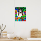 Sheltie Christmas Open Geschenke Blue Merle Poster (Küche)