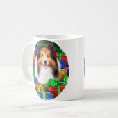 Sheltie Christmas Open Geschenke Verkauf Kaffeetasse (Vorderseite Links)