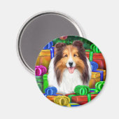 Sheltie Christmas Open Geschenke Verkauf Magnet (Vorderseite/Rückseite)