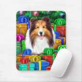 Sheltie Christmas Open Geschenke Verkauf Mousepad (Mit Mouse)