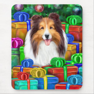 Sheltie Christmas Open Geschenke Verkauf Mousepad
