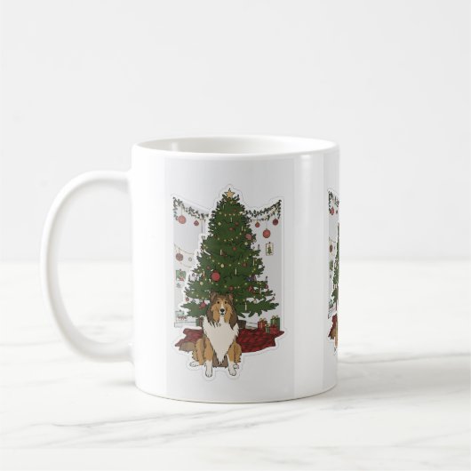 Sheltie & Christmas tree Kaffeetasse (Links)