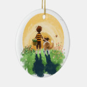 Sheltie Dog and Boy Walk in Sunset Keramik Ornament (Rechts)