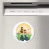 Sheltie Dog and Boy Walk in Sunset Magnet (In Situ (Geschirrspüler))