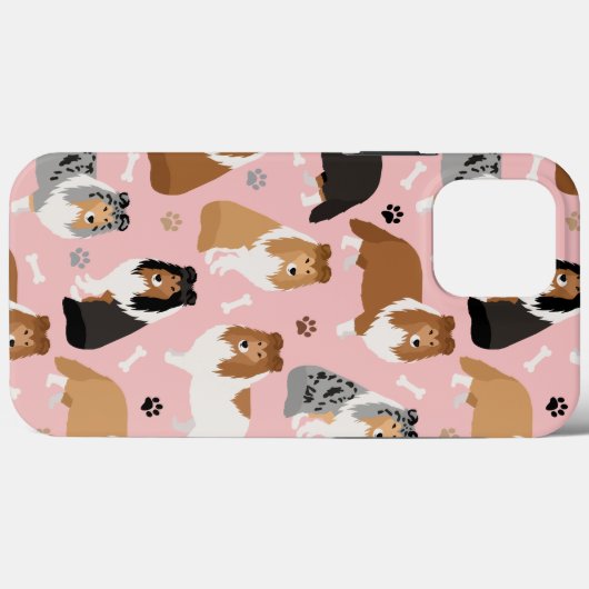 Sheltie Dog Bones and Paws Case-Mate iPhone Case (Rückseite (Horizontal))