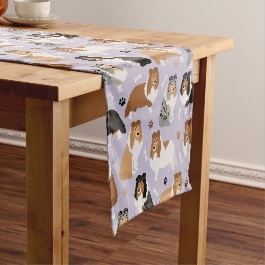 Sheltie Dog Bones and Paws Kurz Table Runner Kurzer Tischläufer (Beispiel)