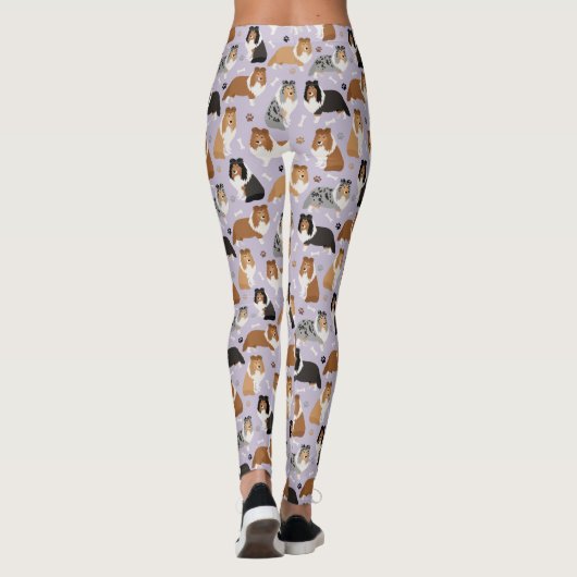 Sheltie Dog Bones and Paws Leggings (Rückseite)