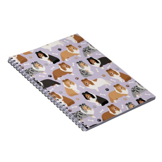 Sheltie Dog Bones and Paws Notebook Notizblock (Rechte Seite)