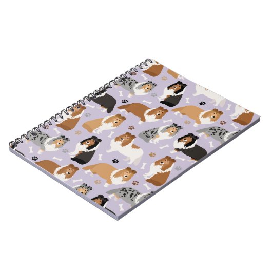 Sheltie Dog Bones and Paws Notebook Notizblock (Linke Seite)