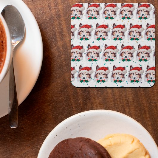 Sheltie Dog Breed Christmas Stars Rechteckiger Pappuntersetzer