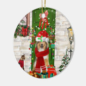 Sheltie Dog Christmas Keramik Ornament (Links)