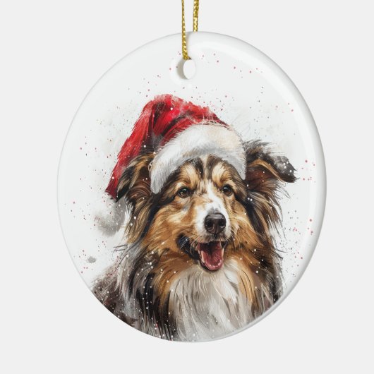 Sheltie Dog Christmas Personalized Keramik Ornament (Links)