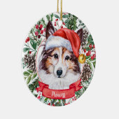 Sheltie Dog Custom Weihnachtsmannmütze Weihnachtss Keramik Ornament (Rechts)