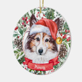 Sheltie Dog Custom Weihnachtsmannmütze Weihnachtss Keramik Ornament (Links)